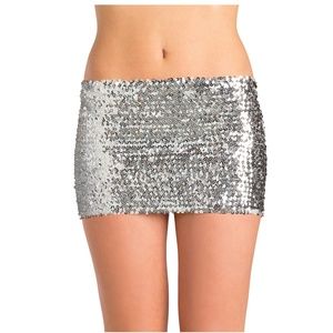 Silver Sequin Low Rise Mini Skirt